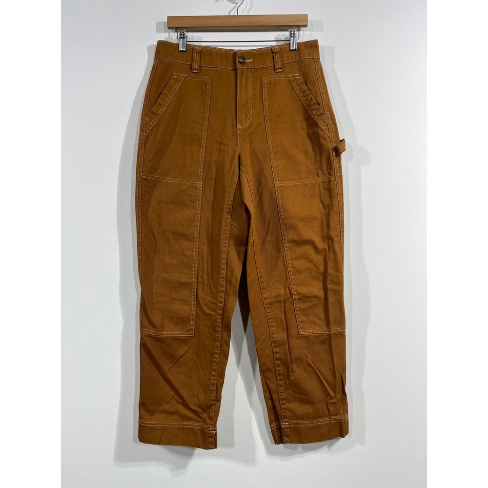 Old Navy Granola Utility Straight Carpenter‎ Pants Brown Cotton Twill Womens 8
